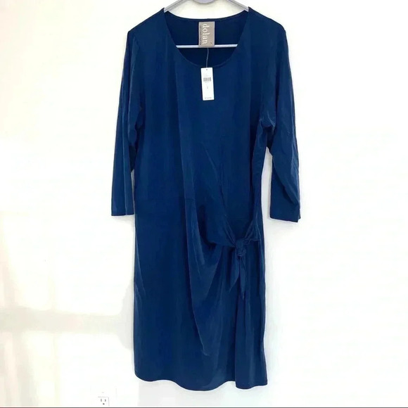 Anthropologie Dolan Blue Sanibel Tie-Waist Stretchy Sheath Dress L - Picture 2 of 11